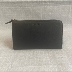Lo & Sons The Leather Wallet in Black Saffiano/Silver/Gray